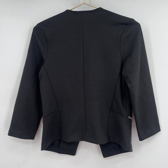 GUESS Women’s Black Open Front Blazer Jacket with Zipper Pockets - Size Small - Picture 4 of 10